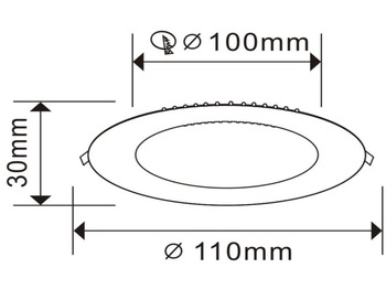 Equipo de construcción Unused LED Panel - Round - 8W Recessed 3000K (warm white) - 640Lumens - IP20 - AC110-240V - Lifetime: 30,000 hours - LED SMD - LED Driver included - Dimensions: 110mm x 30mm - Mounting diameter: 100mm: foto 4